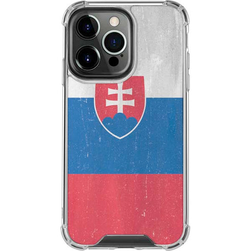 Slovakia Flag Distressed iPhone 15 Pro Clear Case